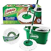 Libman Tornado Spin Mop System with Bucket &amp; Wringer, 3 Refill Heads | Microfiber spin mop with bucket &amp; wringer; for hardwood, laminate, tile floor cleaning.
