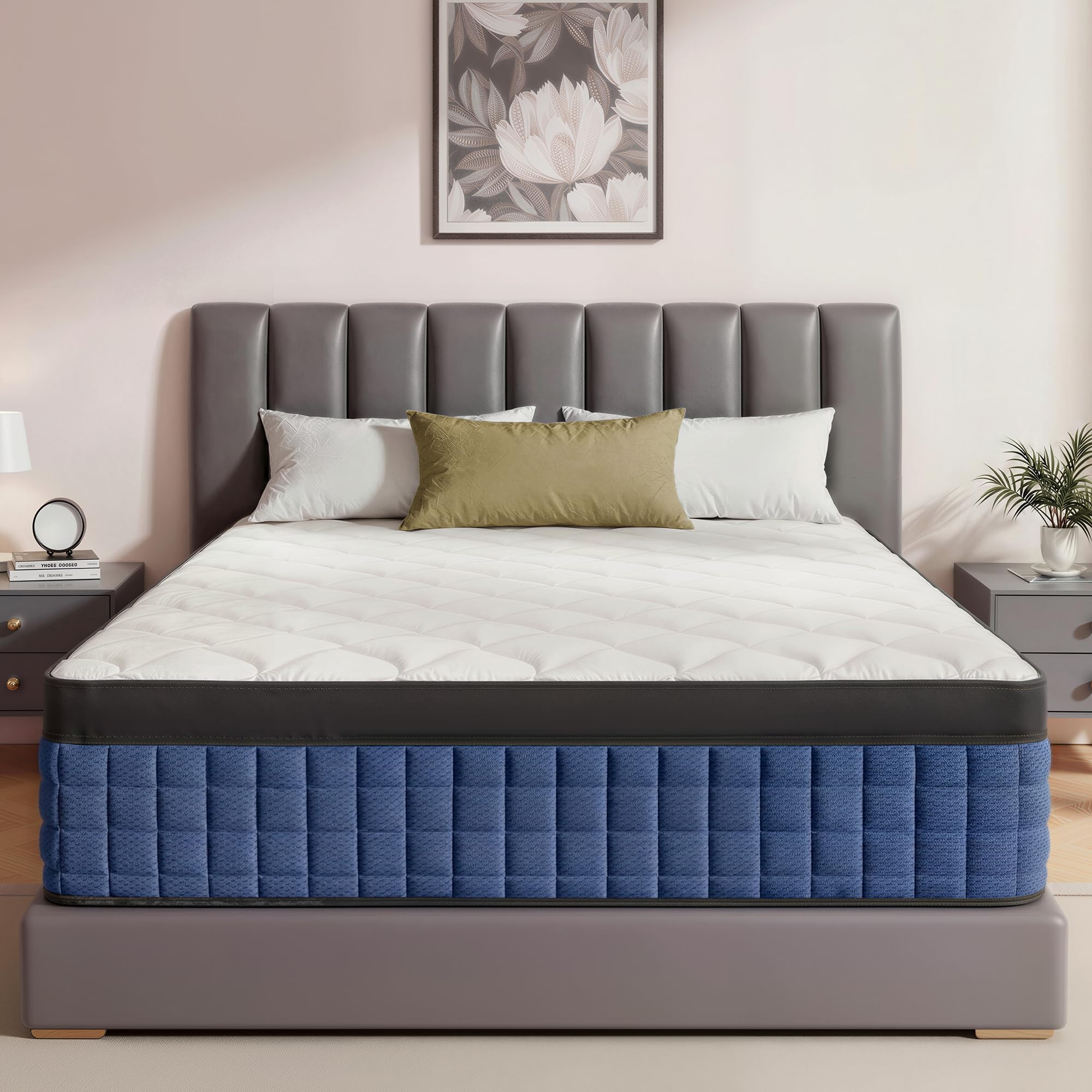 Photo 1 of gunugu 14 Inch King Size Mattress,King Mattress in a Box,Gel Memory Foam Hybrid Mattresses with Pocket Springs for Motion Isolation,Pressure Relief,Medium Firm,Back & Lumbar Support,365-Night Trial