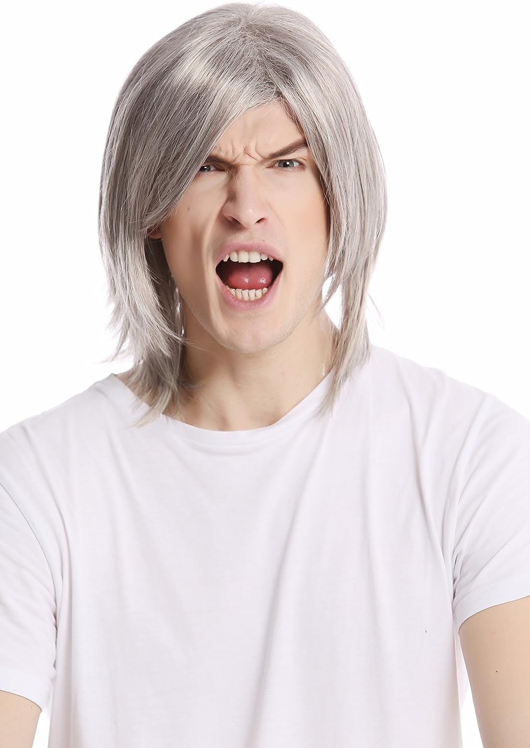 WIG ME UP - GFW892-51 Men Gents Wig long straight middle parting aged rock star youthful modern look silver gray grey - Image 3