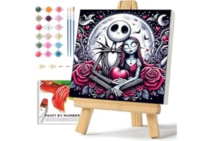 WEMEON Halloween Paint by Numbers Kit for Adults with Framed- Easy Paint by Numbers Kit for Adults Beginner, Simple Paint Paint by Numbers Skull for Gift Home Wall Decor (10x10Inch)