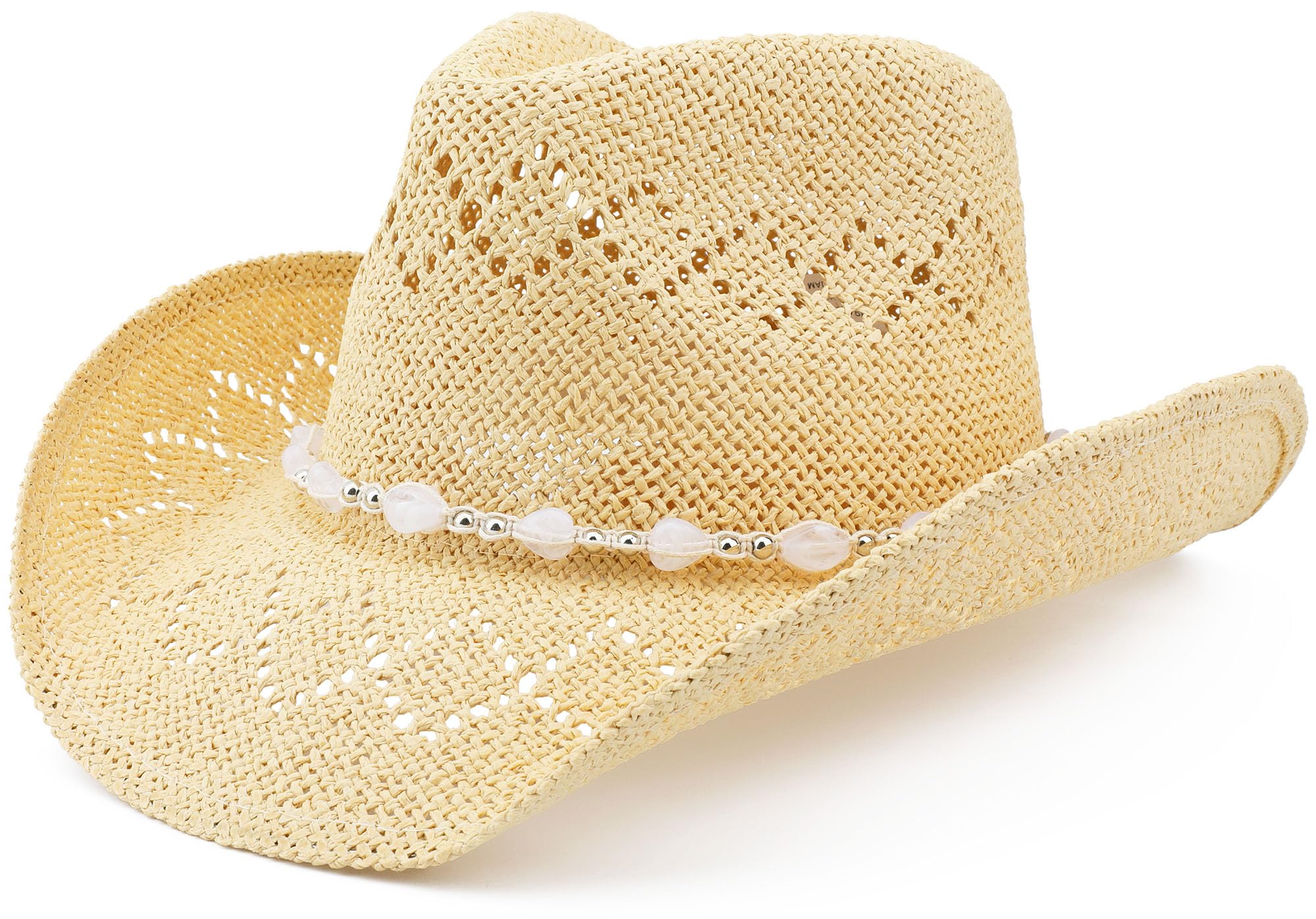 Photo 1 of **NEEDS TO BE RESHAPED** Pro Celia Men Women Cowgirl Straw Western Cowboy Hat (Bead-Beige)