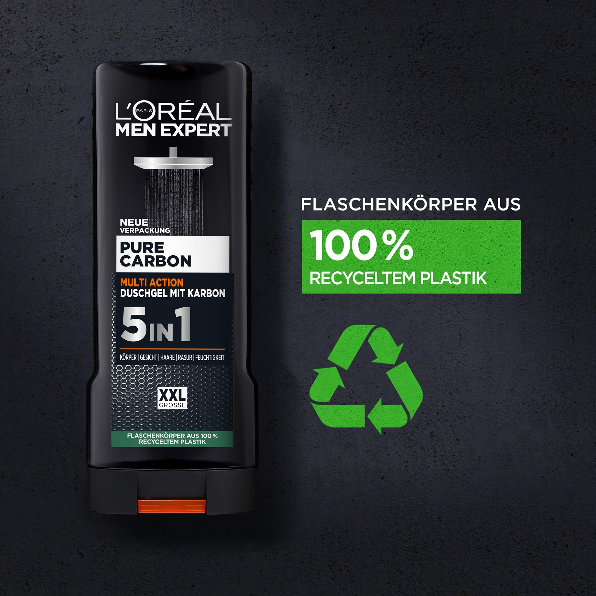 L'Oréal Men Expert XXL 5in1 Duschgel und Shampoo für Männer, Duschbad zur Reinigung von Körper, Haar und Gesicht, Herren Körperpflege für langanhaltende Frische mit Karbon, Pure Carbon, 1 x 400 ml 8