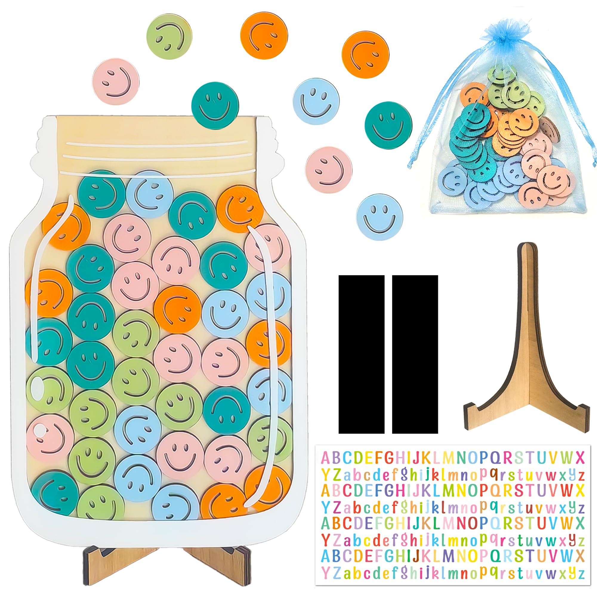 Photo 1 of Magnetic Smiley Faces Reward Jar - Personalized Star Jar Reward System with Letter Stickers, Great for Home Chore Chart, Potty Training Tool and Classroom Behavior Training