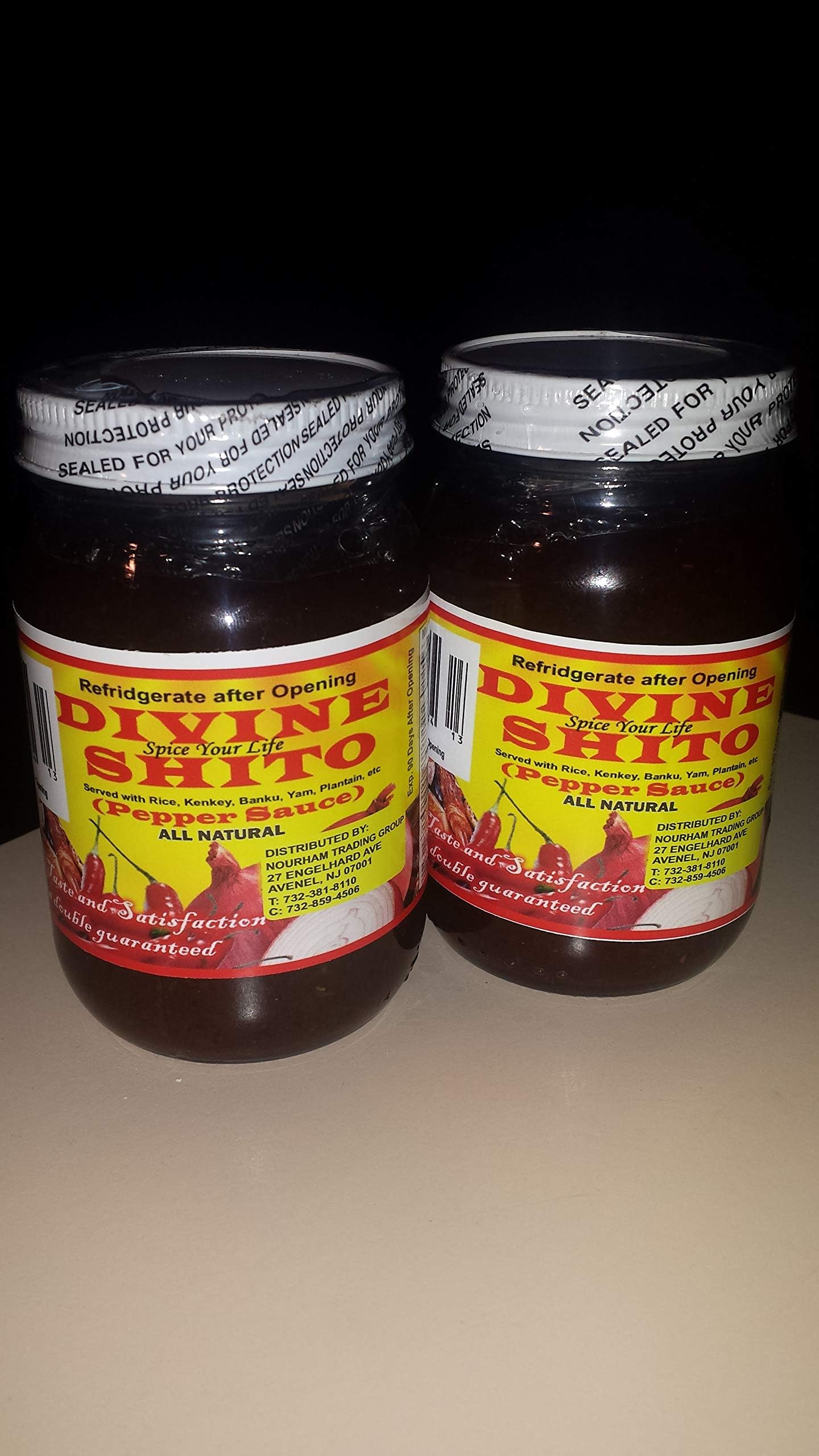 All Natural Divine African Shito (Seafood Sauce)Contains Ground Fish and Shrimp - 2 Pack (8oz Jars) (Spicy Hot!!!)