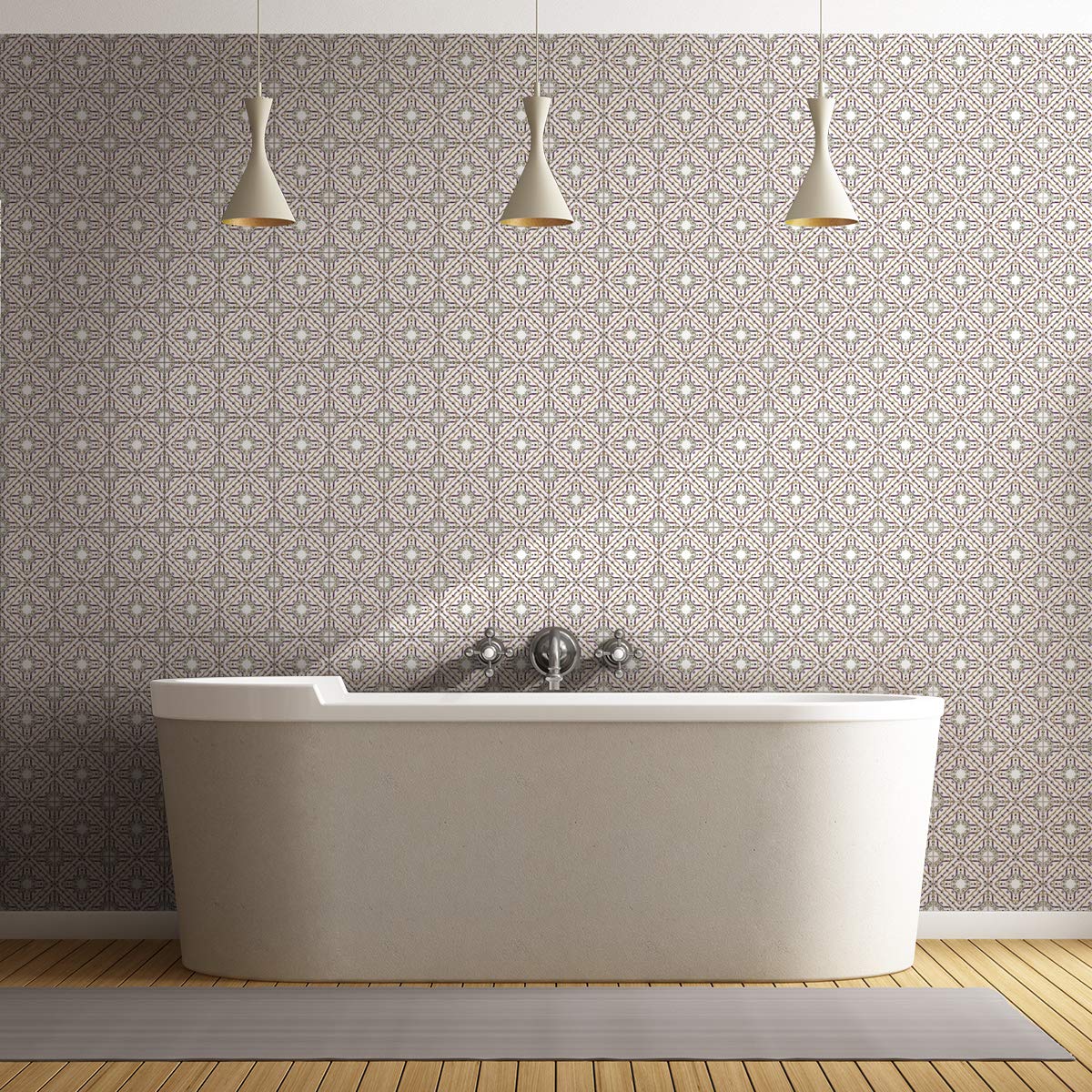 Ambiance Sticker Self-Adhesive Decorative Wall Decal Cement Tile for Bathroom and Kitchen Lilith - Pack of 24 Stickers of 10 x 10 cm