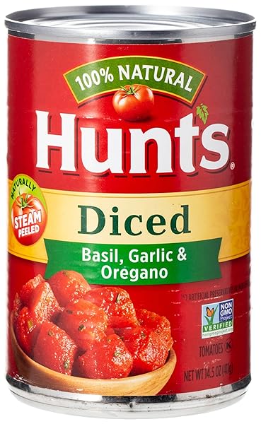 HUNTS DICED TOMATOES, BASIL, GARLIC & OREGANO, 14.5 OZ (411 G)