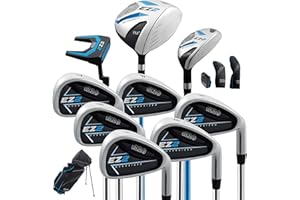 Izzo Golf EZ2 14 Piece Mens Right Hand Golf Club Set with Golf Bag - 14 Piece Complete Golf Club Set for Right Handed Golfers, Comes with Golf Bag