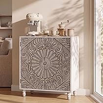 COSIEST Vintage Nightstand, MDF 2-Tier Bedside Table, Wood Accent