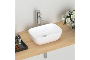J-FAMILY 14.5'' x 10'' Bathroom Small Vessel Sink Above Counter White Porcelain Ceramic Sink Bowl Small Vanity Sink Lavatory 