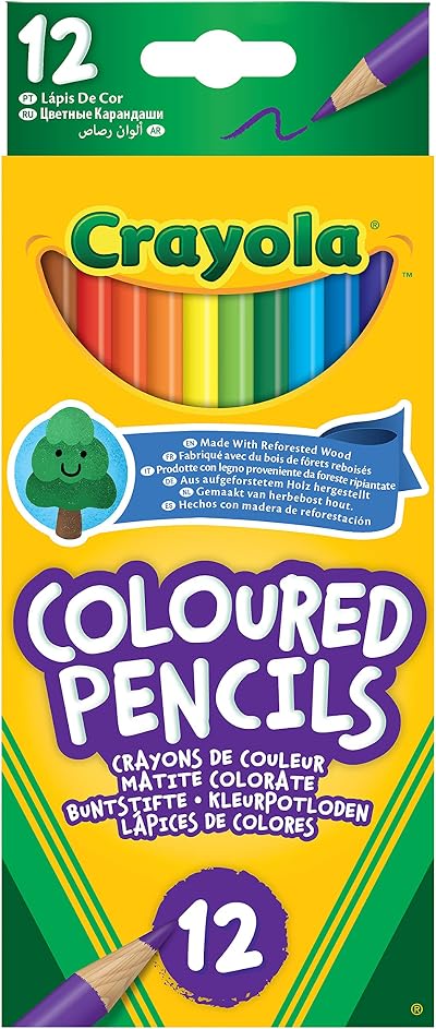 Crayola Colouring Pencils Assorted Colours 12 Pack - Kids Art Craft Supplies