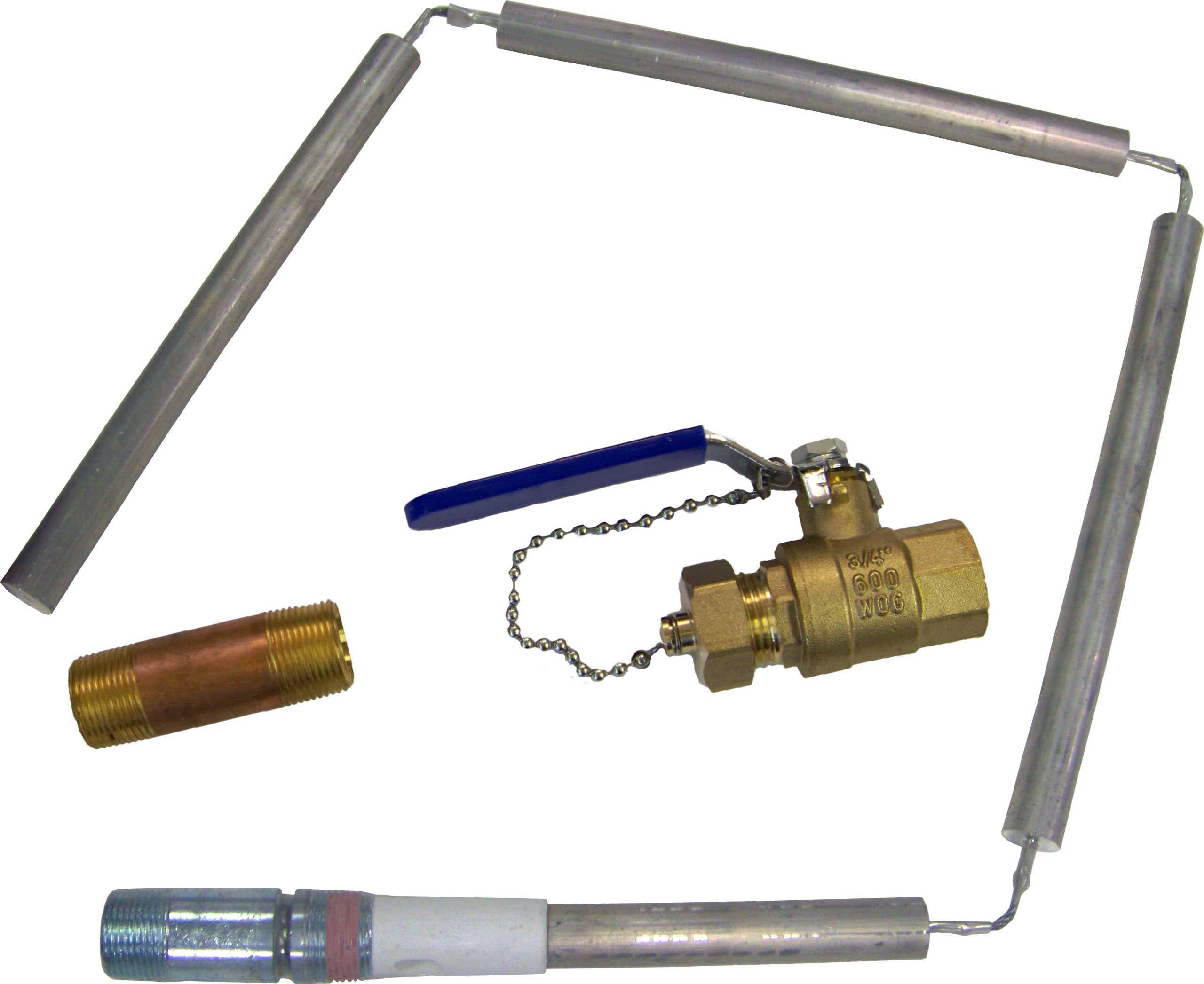 Blue Lightning Water Heater Life Extender Kit with Flexible Magnesium Anode Rod, Hex Plug, and 44-Inch Drainage Kit
