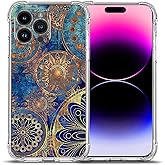 Beaucov Case for iPhone 15 Pro,Gorgeous Colours Circle Manala Drop Protection Shockproof Case TPU Full Body Protective Scratch-Resistant Cover for iPhone 15 Pro