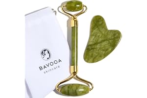 R.E.M Spring Jade Roller and Gua Sha - Spa Grade Face Roller Massager and Gua Sha Massage Tool Set. 100% Authentic Jade Stone. Reduces Puffiness, Wrinkles and Reveals Your Natural Glow