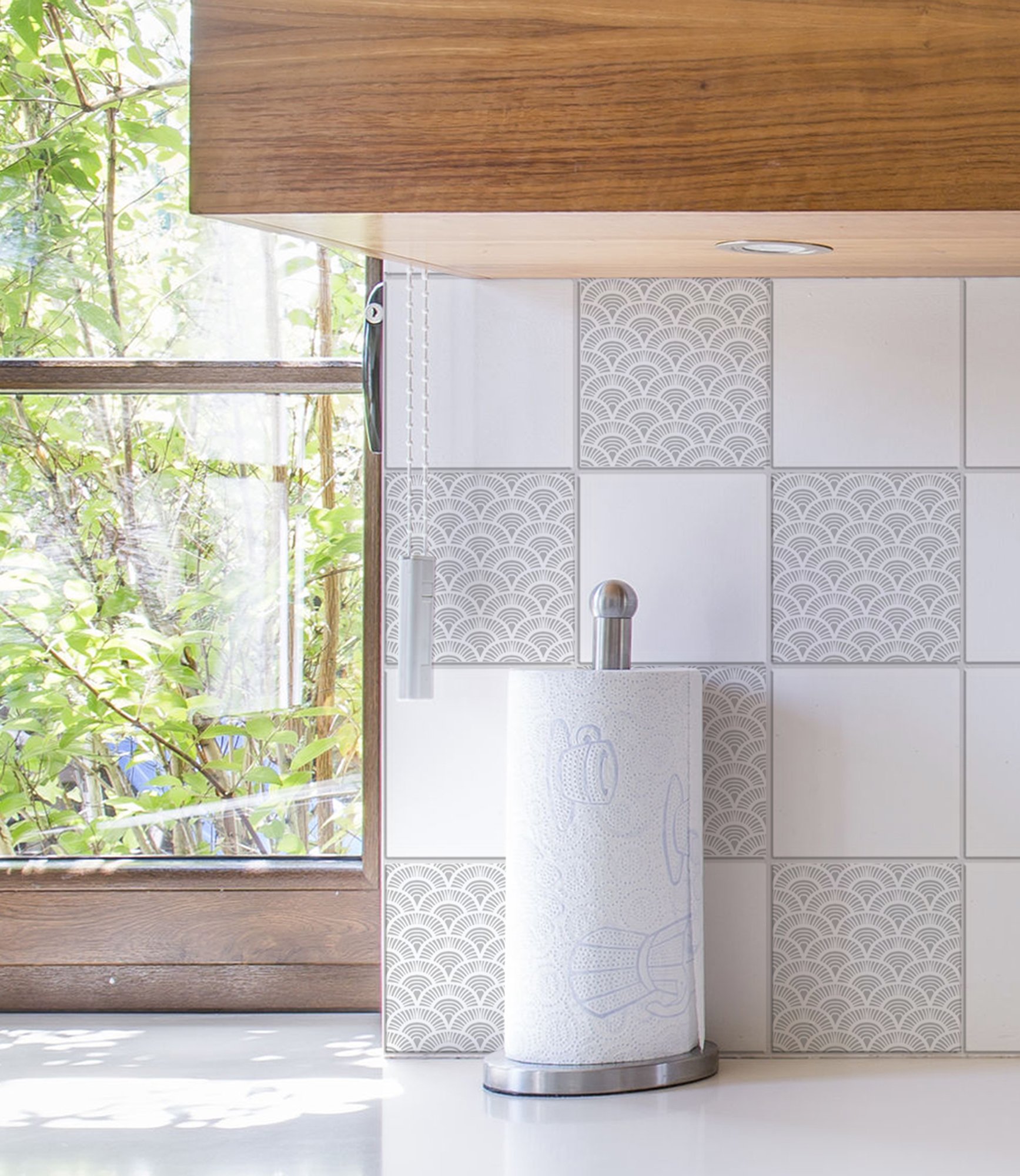 PLAGE 6 Wall tiles stickers Okoppe Decal, Grey, each 15x15cm Grey