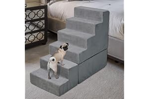 MALOROY Dog Stairs 30 inches High, Dog Stairs for Small Large Dogs for High Beds 28-34 inches Tall, 33D Foam Dog Steps/Dog Ramp for Beds 30 inches, Pet Stairs/Steps for Old Dogs Cats, Gray