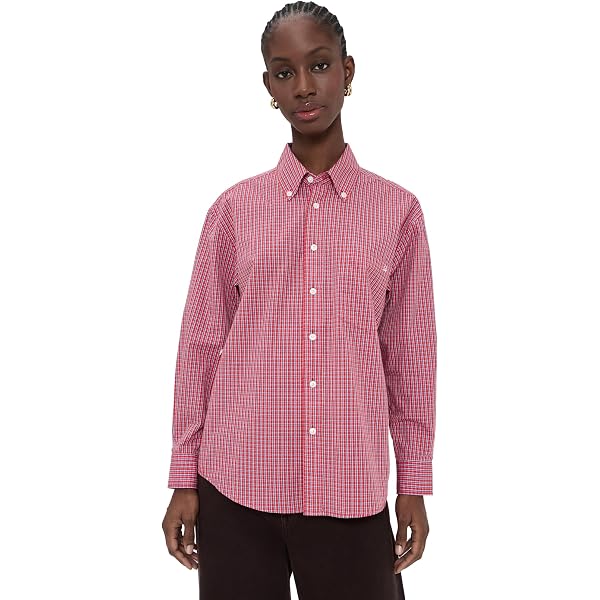 Amazon.com: R13 Women's Drop Neck Oxford Shirt, Blue/White
