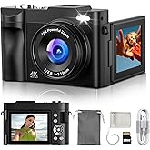 Digital Camera 4K for Photography Vlogging: 50MP Cameras for Video - 16X Zoom Photo Camera Gifts for Teens Ages 8-16 - 180°Flip Screen Compact Cámara - Point and Shoot Digital Cameras for YouTube