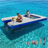 SPECRAFT 6/7/8/10/12 FT Inflatable Floating Dock, Non-Slip | Air Dock Platform loating Island Raft with D-ring for Pool, Lake, Beach, Ocean