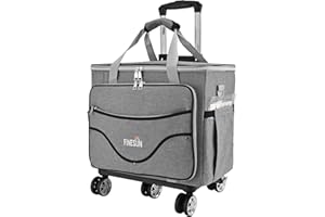 FINESUN Rolling Tote Bag for Women Teacher Bag Rolling Cart Briefcase with Wheels Carry on Wheeled Bag for Work,Office,Craft Grey