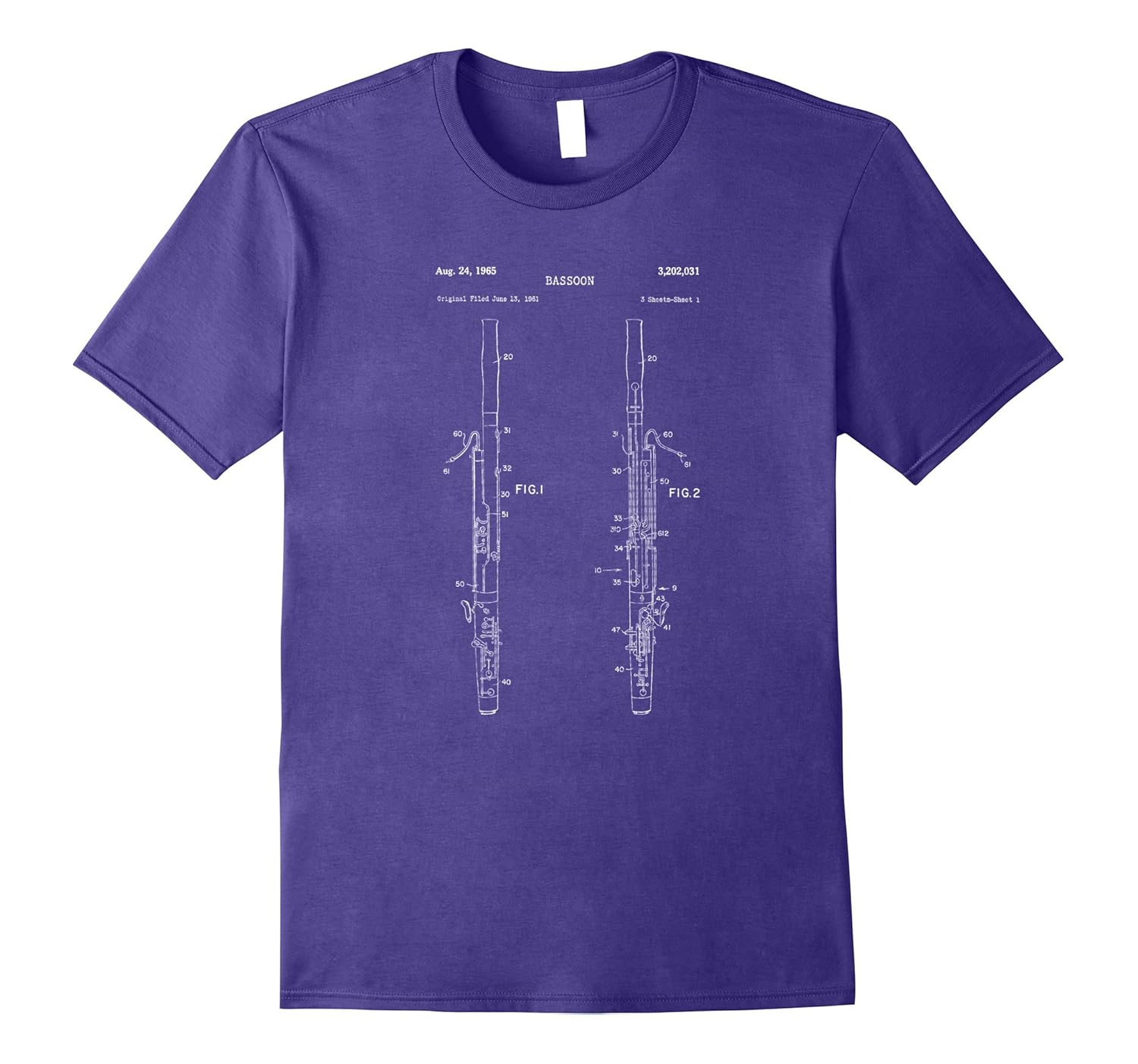 Bassoon Blueprint Design Shirt - Vintage Marching Band Tee-Rose