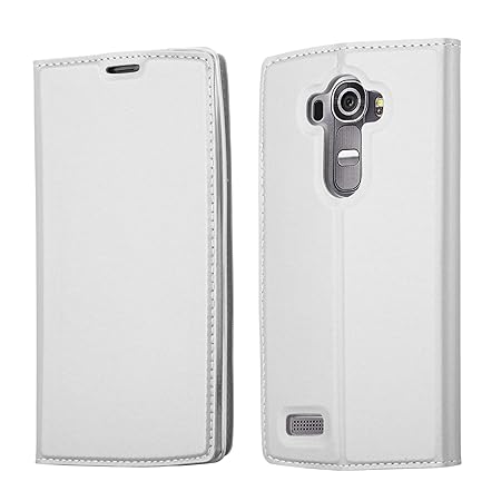 Cadorabo Hülle für LG G4 - Hülle in Silber – Handyhülle mit Standfunktion und Kartenfach im Metallic Look - Case Cover Schutz