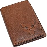MARSHAL Deer Men's RFID Blocking Real Leather Bifold Trifold Wallet (Trifold)