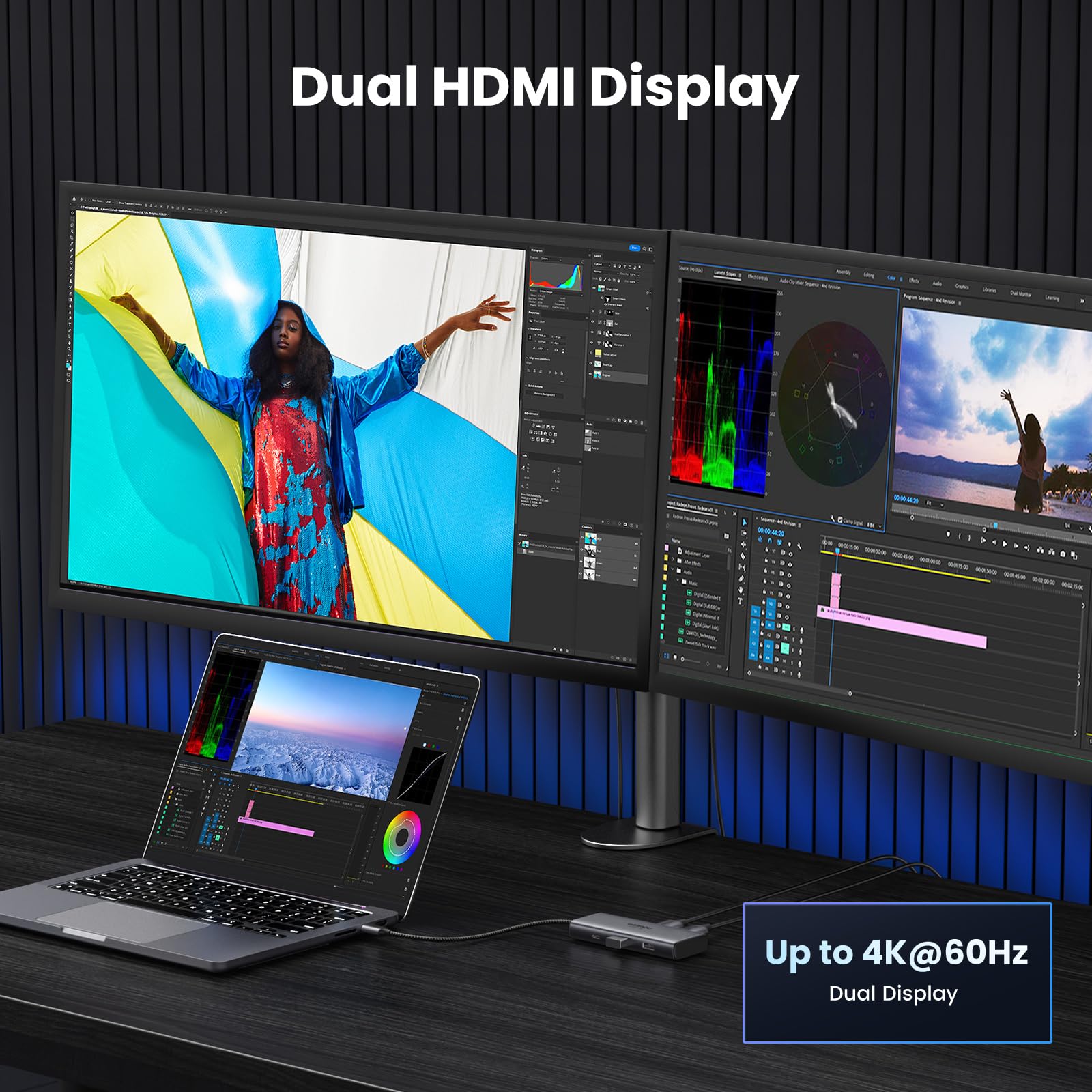 UGREEN Revodok 206 USB C Hub 2 HDMI Docking Station Dual HDMI, 3*USB Ports, PD 100W Schnellladen Kompatibel mit Surface, ThinkPad, Zenbook und mehr 3