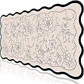 L-SPOUTTO Vintage Floral Mouse Pad,Aesthetic Scalloped Desk Mat XXL Large Gaming Mousepad,35.4x15.7in Non-Slip Keyboard Pad Waterproof Desktop Mat for Laptop Computer Work Game Home Office- Beige