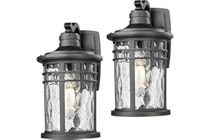 Darkaway Outdoor Porch Lights Wall Mount, Outside Light Fixtures Sconces Wall Lighting with Water Ripple Glass Waterproof Exterior Lights for Patio Yard House Hallway Doorway Garage