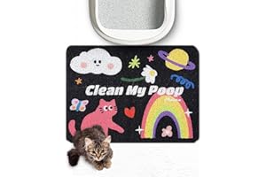 Lukamoo® Cute Cat Litter Mat (24''x16''), Large, for Kitty Litter & Cute Cat Litter Box, Clean My Poop