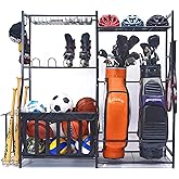 WALMANN Garage Sports Equipment Organizer, Golf Bag Stand for Garage Ball Storage Rack Indoor/Outdoor Kids Toys Storage Organizer Bins, Ball Holder with Baskets