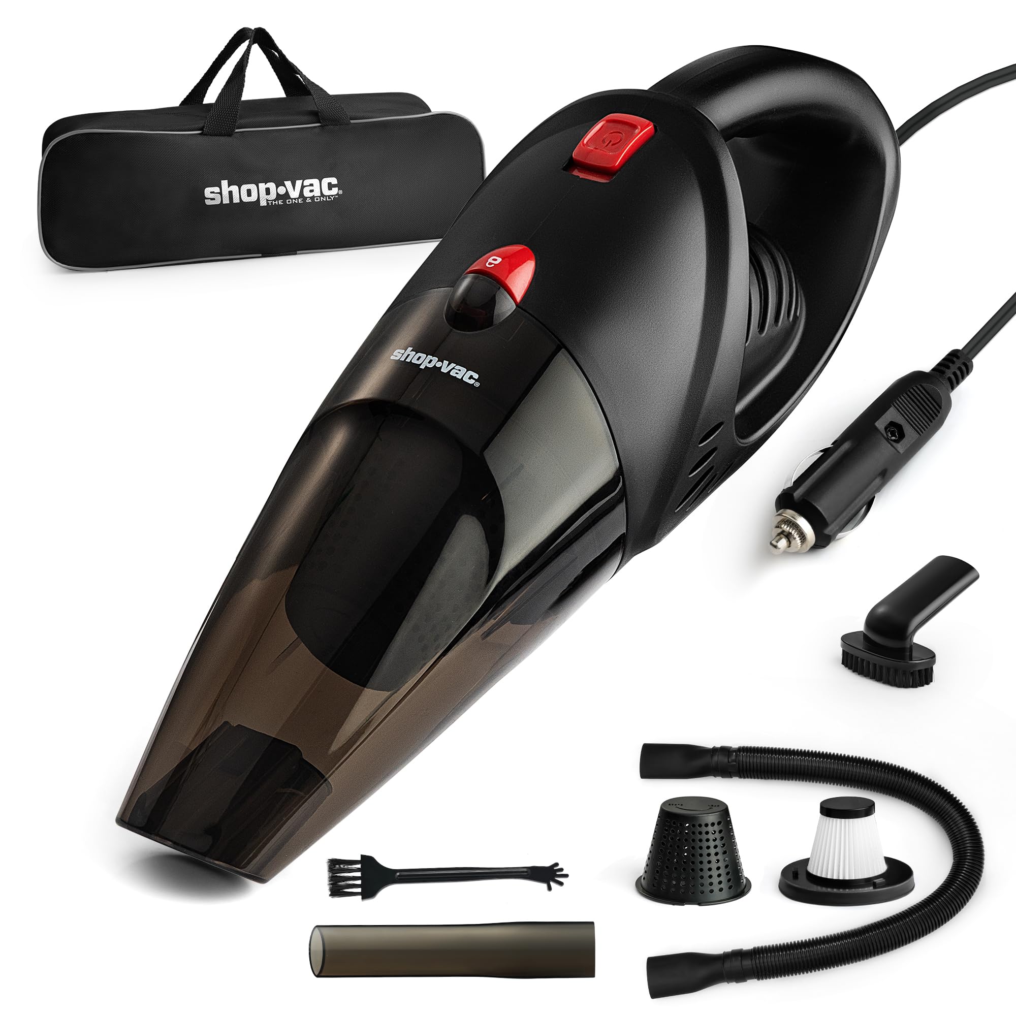 Photo 1 of ***missing attachments***Shop-Vac 12V Car Vacuum - Portable Vacuum Cleaner with 7000Pa Powerful Suction, 16Ft Corded Handheld Car Vac & Storage Bag, Cigarette Lighter Plug, for Deep Interior Detail Cleaning