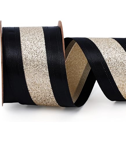 2.5\" Gradient Glitter Ombré Ribbon: Brown, Copper, Gold (10 Yards