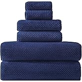 Akzpe 30x60 Inches Extra Large Bath Towels Set Super Soft Absorbent Luxury Microfiber Towels for Bathroom (Navy Blue, 6PCS)
