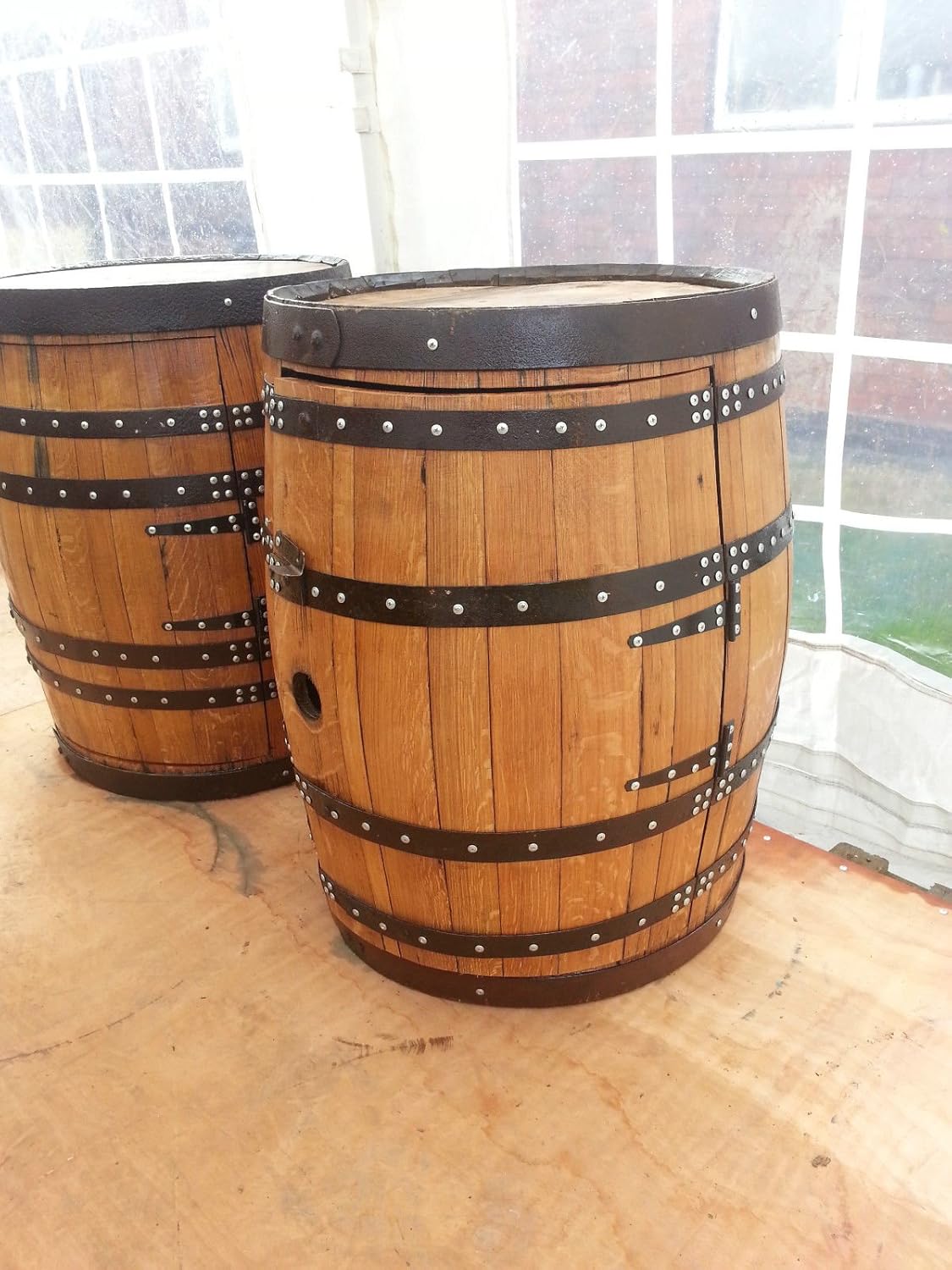 Recycled Solid Oak Scottish Whiskey Barrel Wine Rack "Balmoral" Amazon