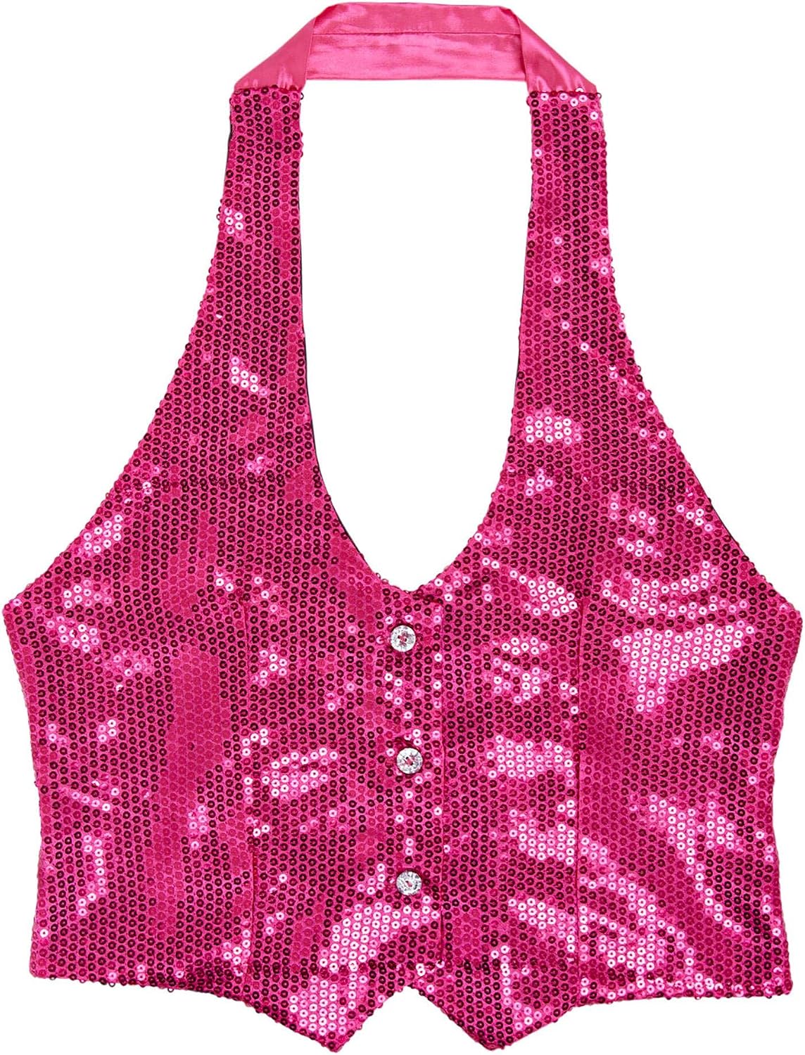 WIDMANN 9142P - Sequined Vest for Women New Year, Carnival, Show; Theme Parties, Size XL, Pink - Image 4