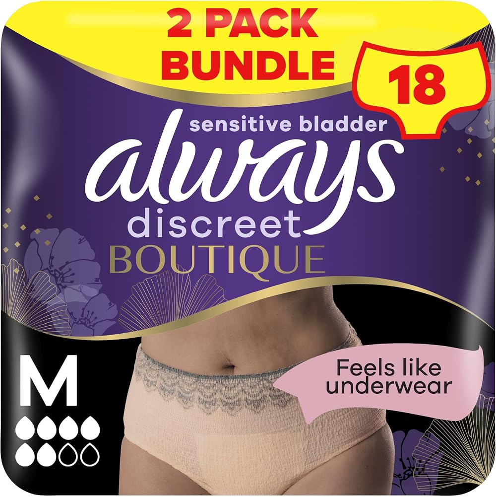Always Discreet Boutique Incontinence Pants Beige M Plus 18 High Absorbency