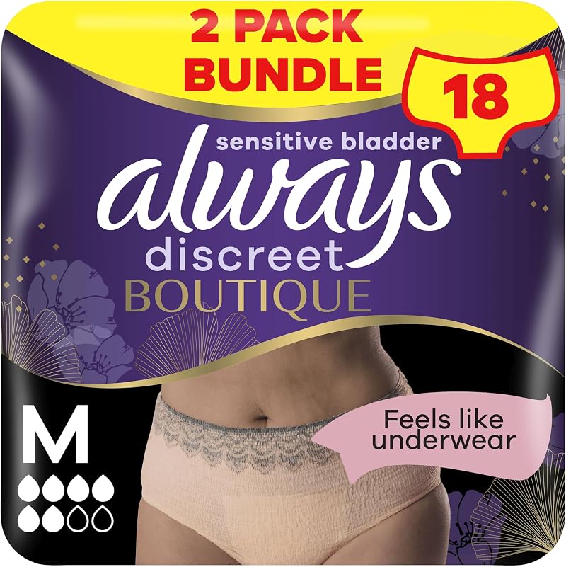 Always Discreet Boutique Incontinence Pants Beige M Plus 18 High Absorbency