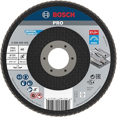 Bosch 1x PRO Metal X571 Flap Disc 125 mm G40 Angled for Small Angle Grinders