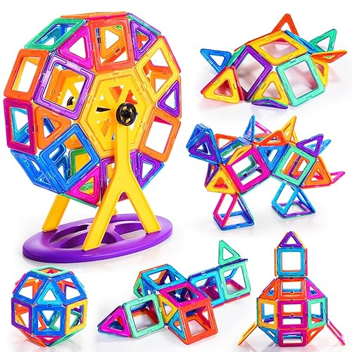 iKidiki Magnetic Building Blocks for 3-8 Year Old Boys & Girls - Construction Toys with 3-8 Age Range