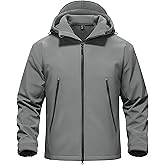 TACVASEN Men's Hooded Softshell Jacket Waterproof Fleece Lined Rain Jacket Lightweight Windbreaker Winter Coat Outdoor Hiking
