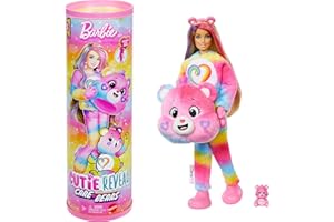 Barbie Cutie Reveal Care Bears Doll & Accessories, Series 2 Togetherness Bear with 10 Surprises Including Color Change & Mini Bear