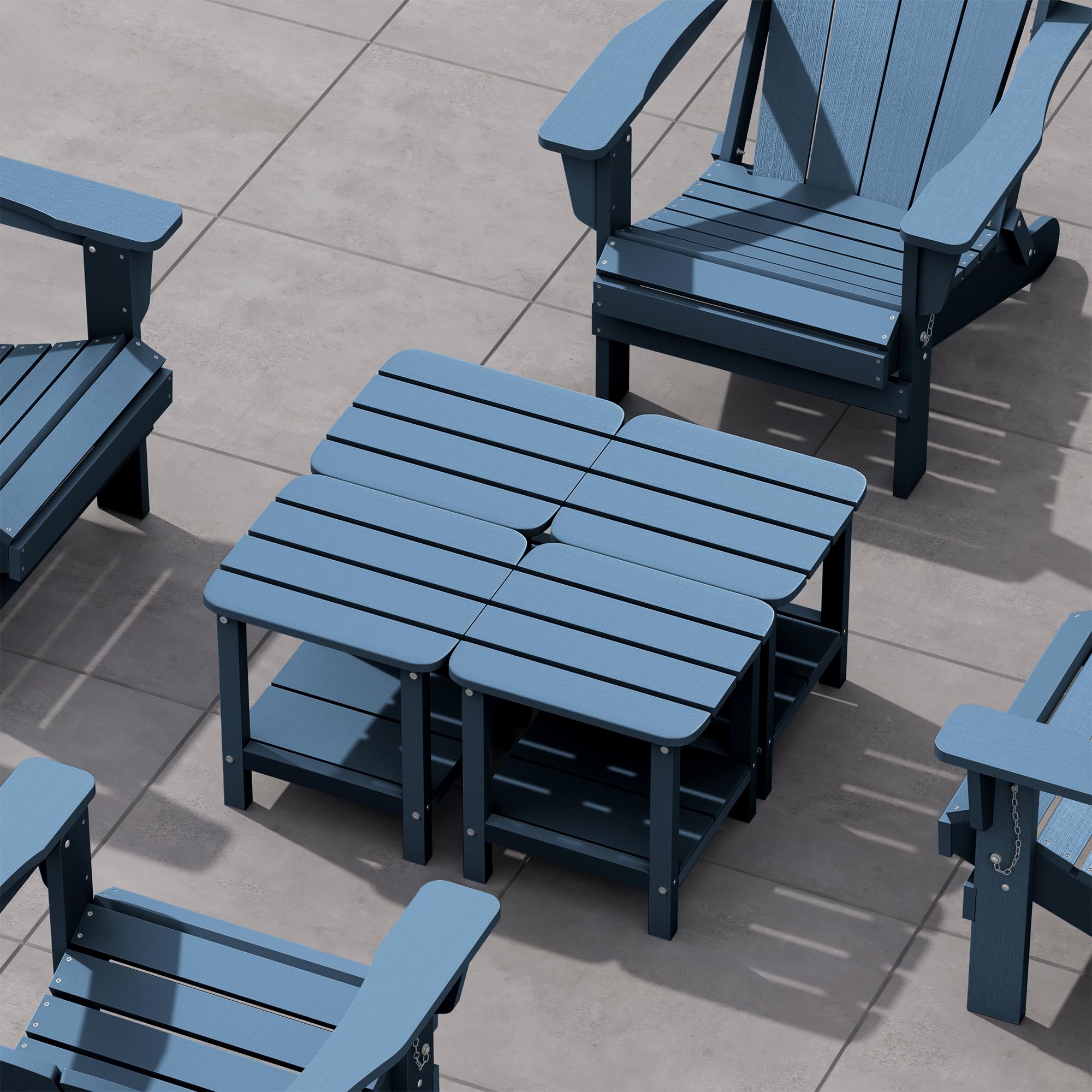 SERWALL Adirondack Table Set of 4, Outdoor Side Table- Blue Image