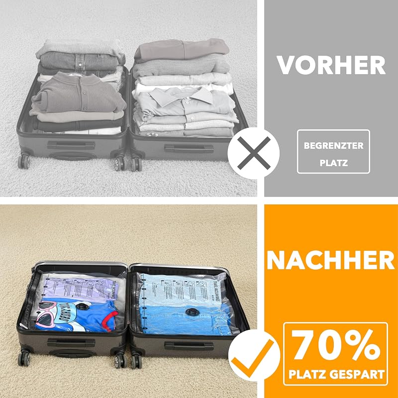 Vakuumbeutel für Kleidung Reise mit Kabellose Pumpe, 18 Stück — Foto 3 von 5