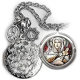 St. Monica Locket Necklace, Patron Saint Confirmation Gift, Italian Charms