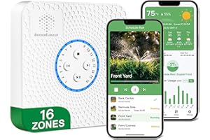 ImoLaza 16-Zone Indoor Smart WiFi Sprinkler System Controller, Easy Install Irrigation Timer for Lawn & Garden, Water-Saving Automatic Sprinkler Timer/Controller with Mobile App, Compatible with Alexa