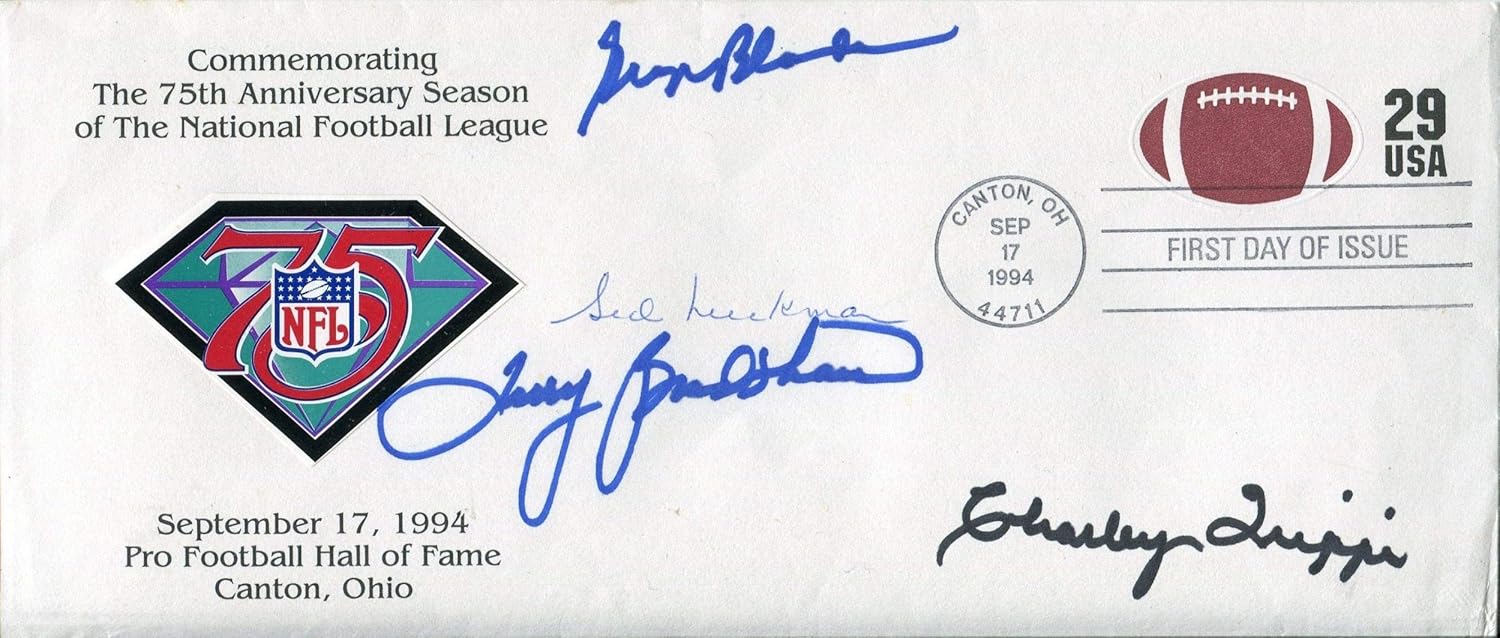 Terry Bradshaw, Charley Trippi, Sid Luckman, George Blanda Autographed First Day Cover - NFL Autographed Miscellaneous Items