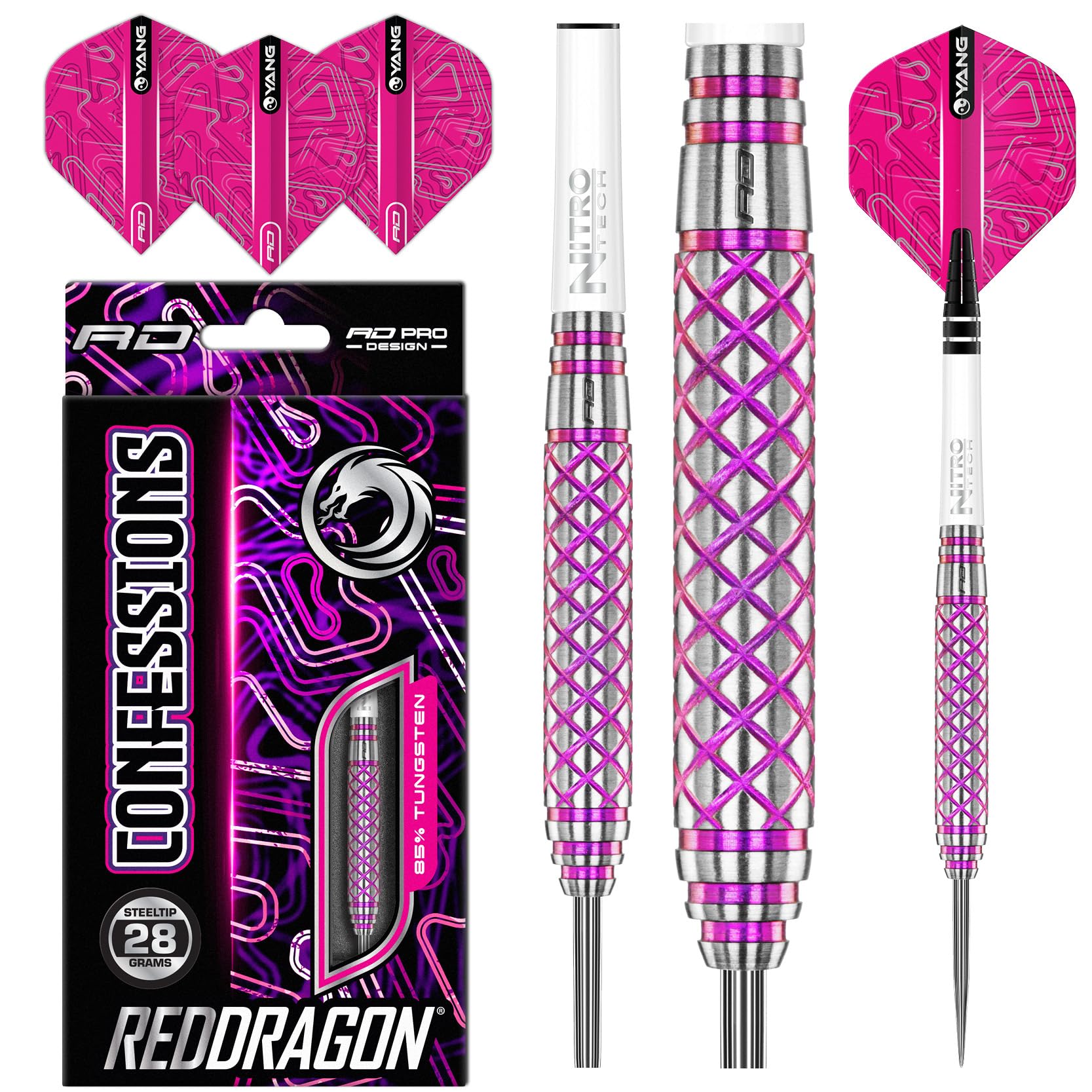 RED DRAGON Confession 28g Tungsten Darts Set with Flights and Stems