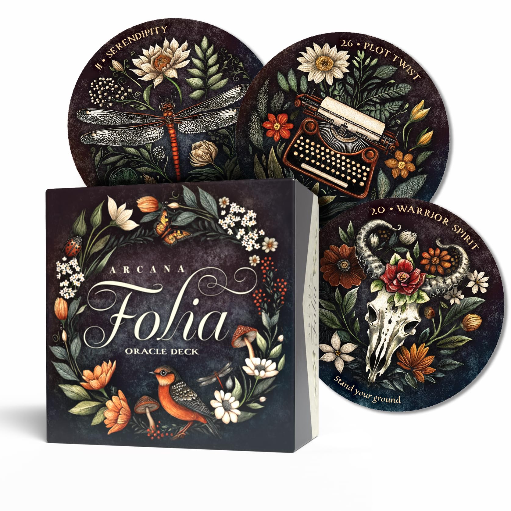 Photo 1 of Arcana Folia Oracle Deck: 50-Card Round Deck, Nature-Inspired Artwork, Channel Plant Energy, Divination and Inspiration, Includes 72-page Illustrated Guidebook