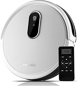 Robotic Vacuum Cleaner Higher Suction for Carpets and Hard Floor, Smart Anti Drop/Infrared Sensors, Magnetic Boundary Marker Strip, Electronic Water Tank for Wet Mopping, Self Charging and Daily Sched